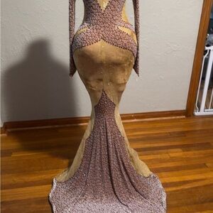 Elegant Brown and Tan Women's Dress